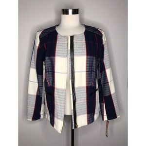 NWT POSH MULTI COLOR PLAID ZIPPER BLAZER JACKET